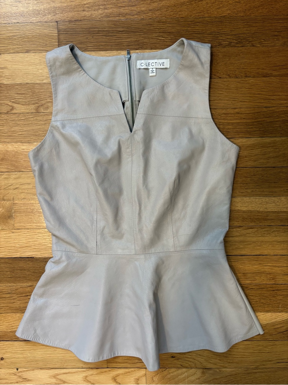 Taupe Leather Peplum Top